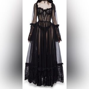 Chic Black Lace Long Dress